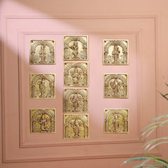 Brass Dashavatara Plates Set – Handmade Wall Decor (5.9 Inch)