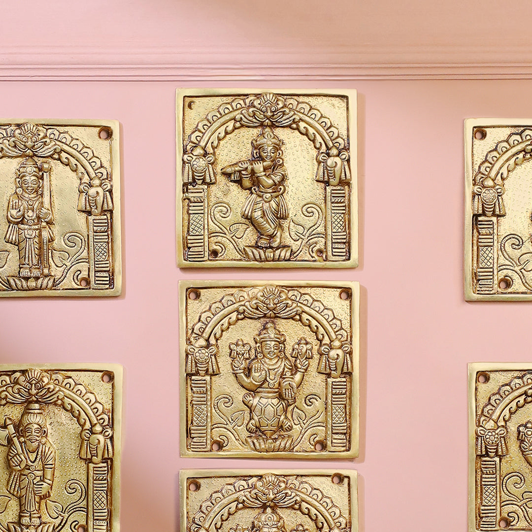 Brass Dashavatara Plates Set – Handmade Wall Decor (5.9 Inch)