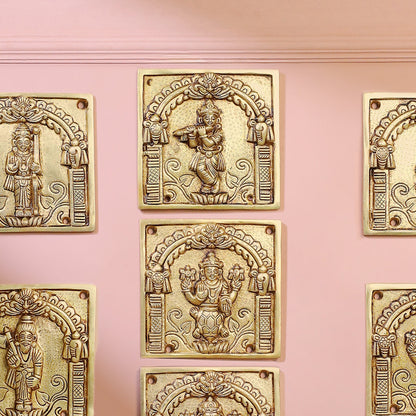 Brass Dashavatara Plates Set – Handmade Wall Decor (5.9 Inch)
