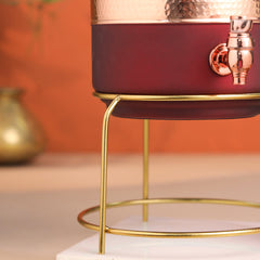 Copper Premium Olive Water Dispenser with Glass & Stand (13.8 Inch)