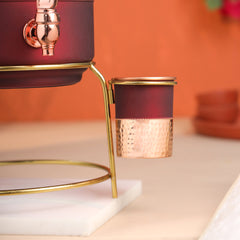 Copper Premium Olive Water Dispenser with Glass & Stand (13.8 Inch)