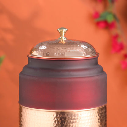 Copper Premium Olive Water Dispenser with Glass & Stand (13.8 Inch)