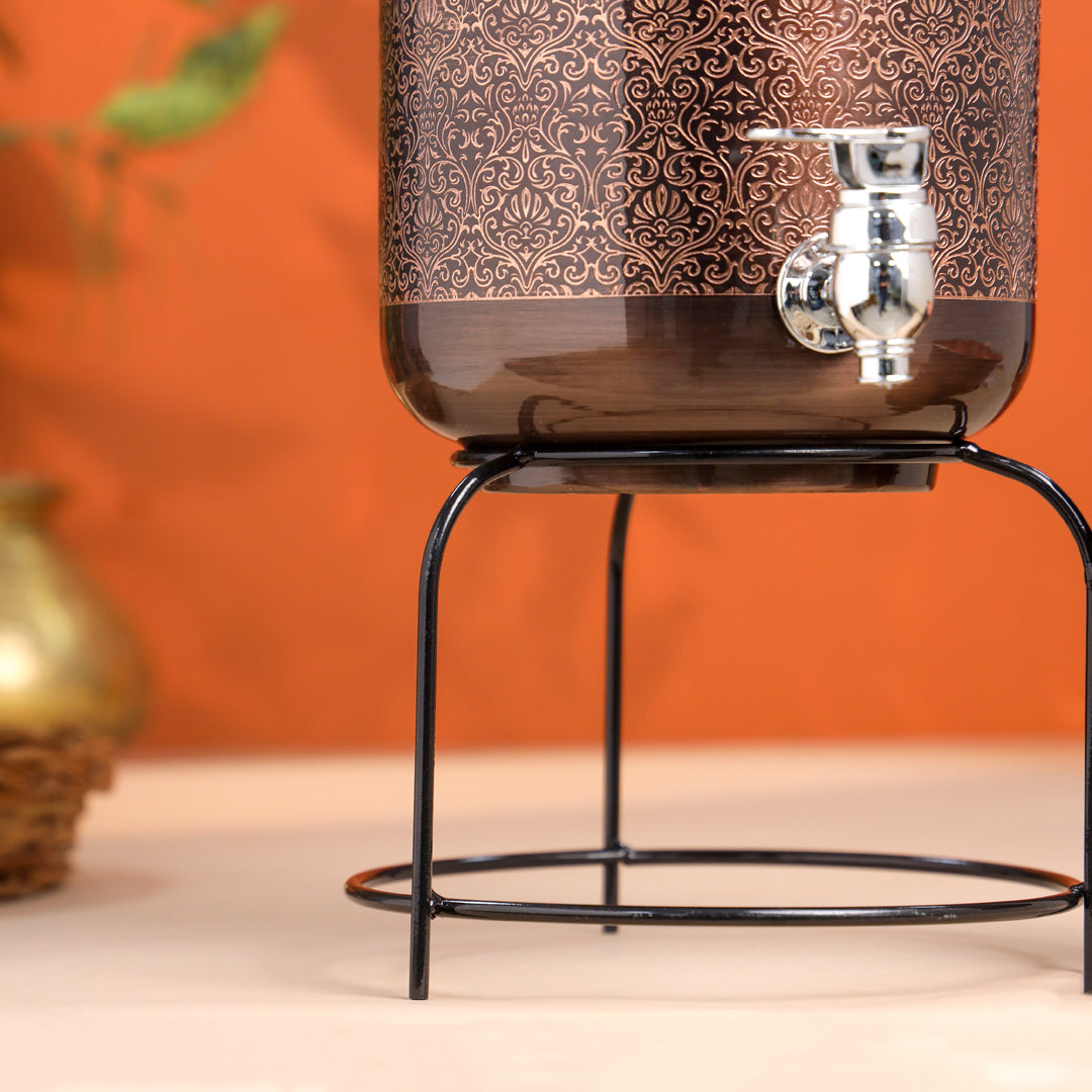 Copper Premium Water Dispenser with Glass & Stand (12 Inch)