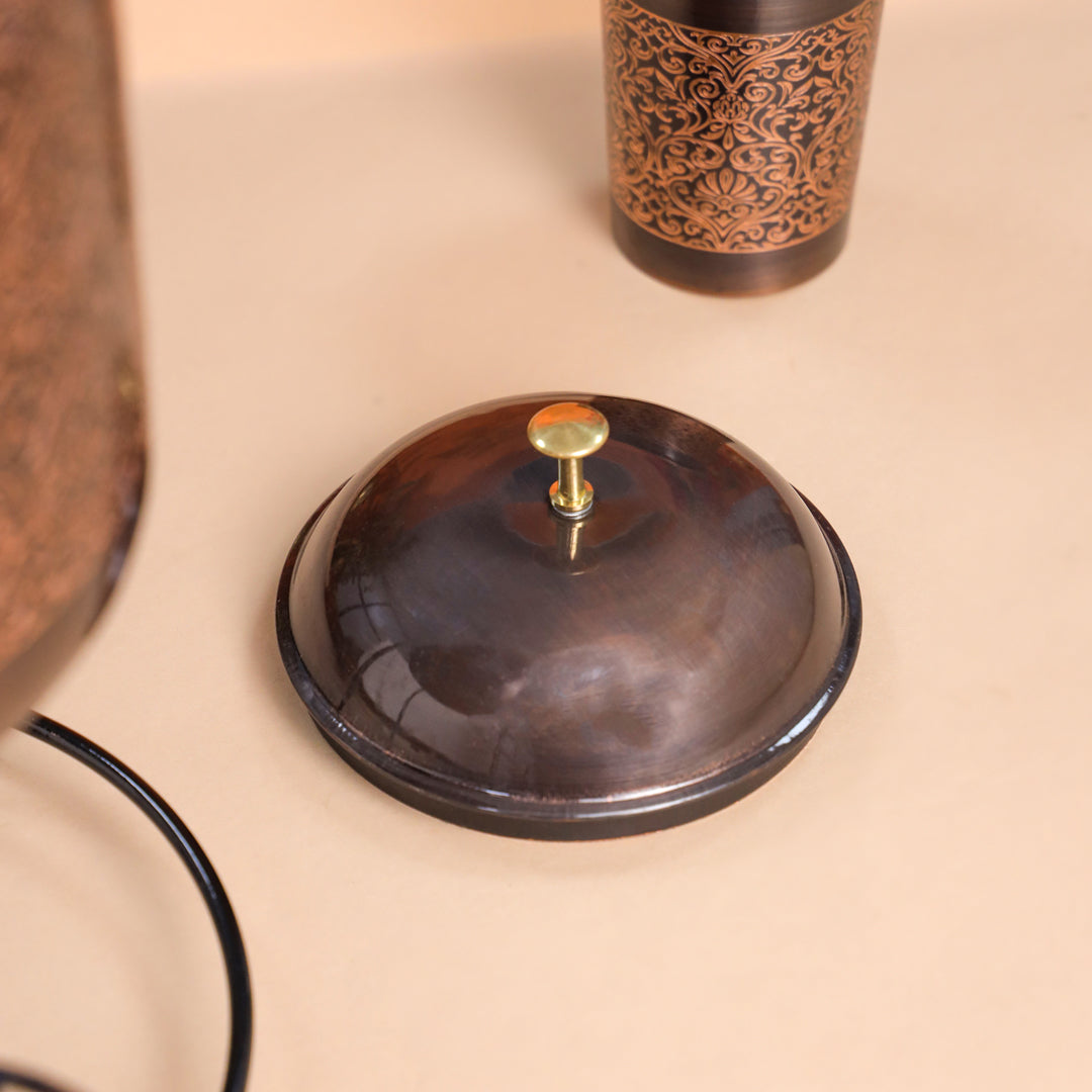 Copper Premium Water Dispenser with Glass & Stand (12 Inch)