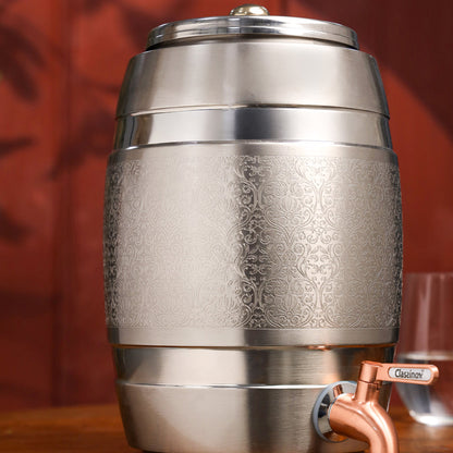 Brass Silver Water Dispenser – Premium Handmade Indian Brassware (11 Inch)