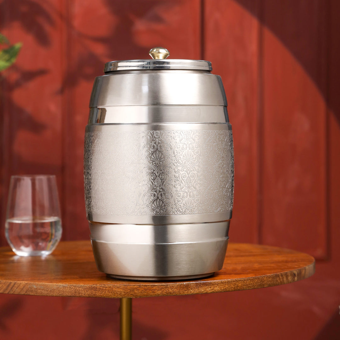 Brass Silver Water Dispenser – Premium Handmade Indian Brassware (11 Inch)