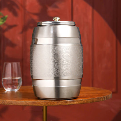 Brass Silver Water Dispenser – Premium Handmade Indian Brassware (11 Inch)