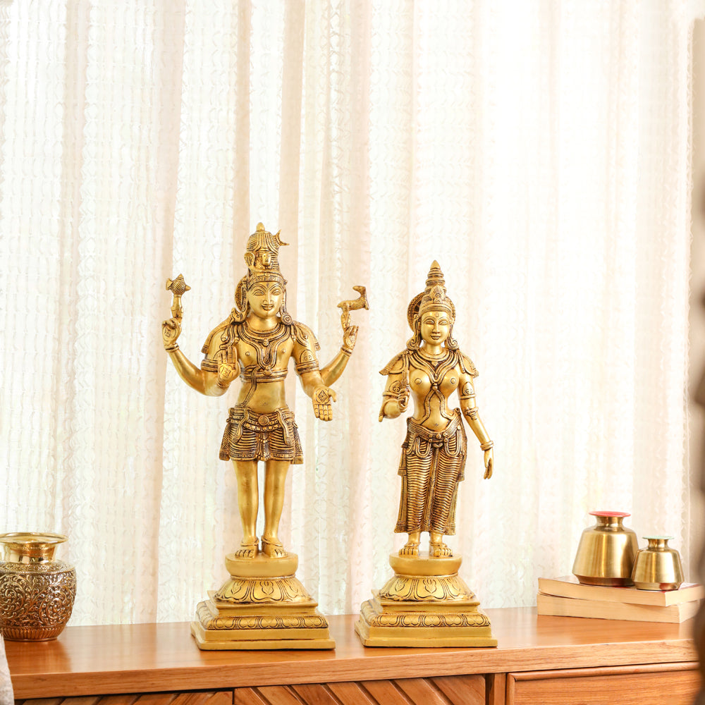 Brass Shiva Parvati standing Superfine Idols