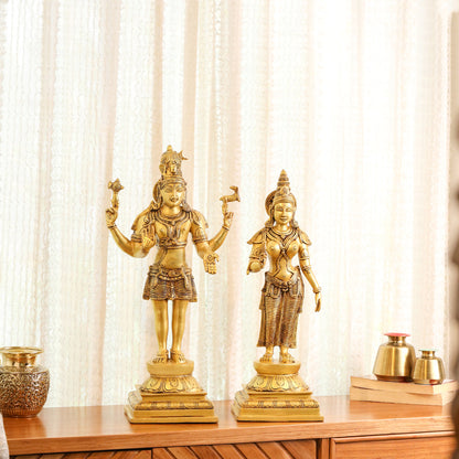 Brass Shiva Parvati standing Superfine Idols