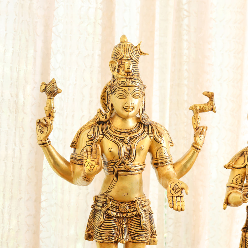 Brass Shiva Parvati standing Superfine Idols