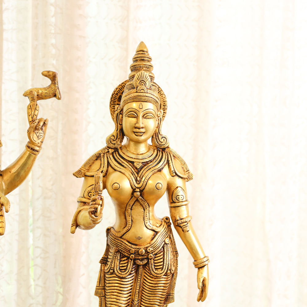 Brass Shiva Parvati standing Superfine Idols