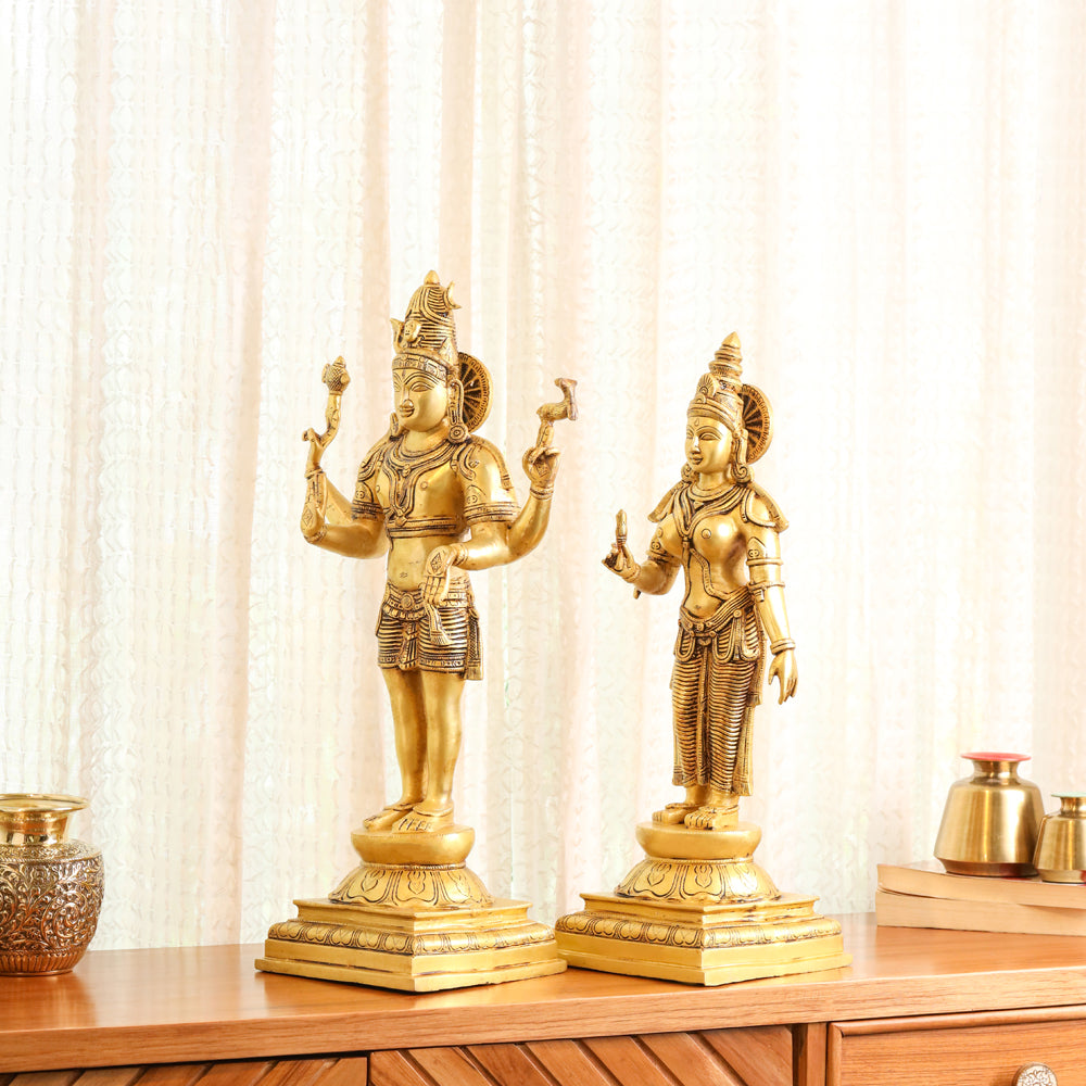 Brass Shiva Parvati standing Superfine Idols