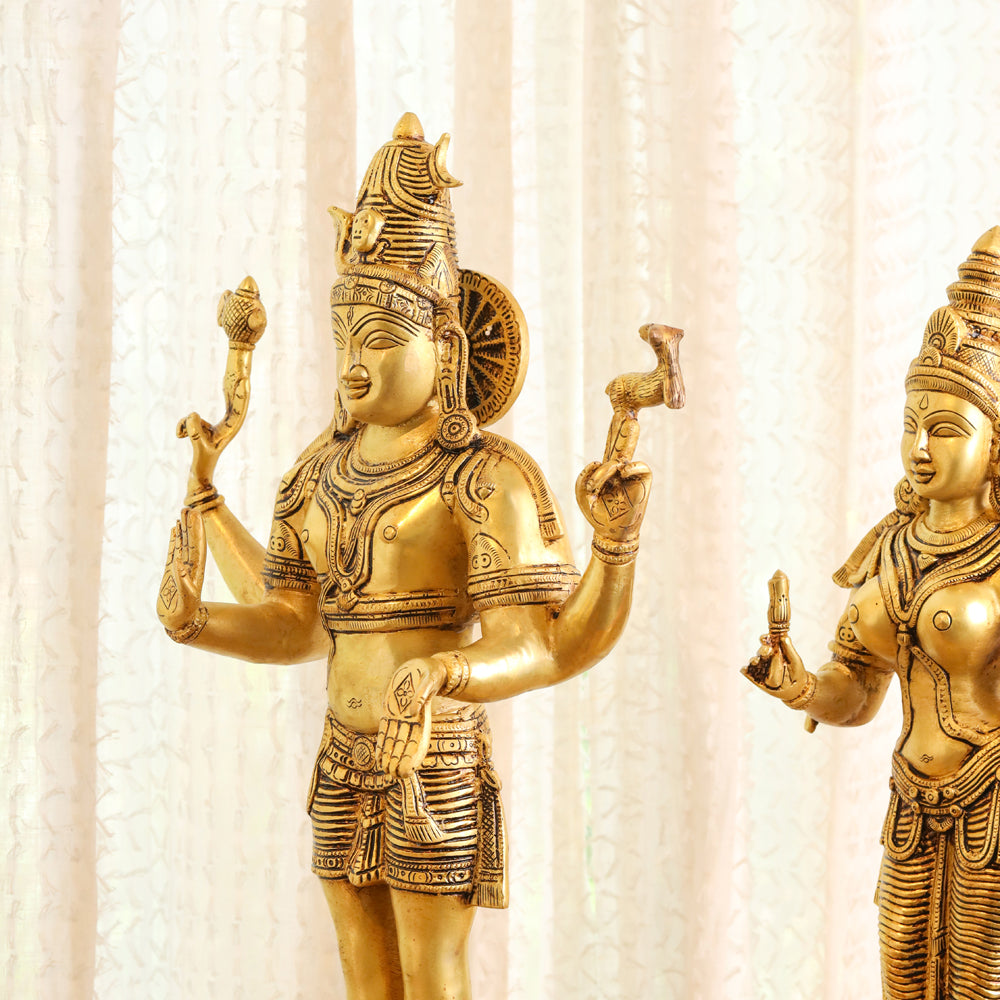 Brass Shiva Parvati standing Superfine Idols