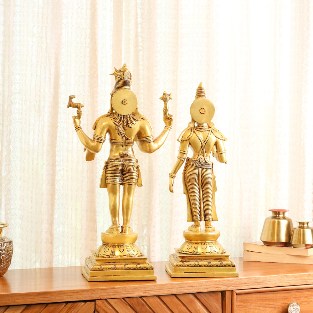 Brass Shiva Parvati standing Superfine Idols