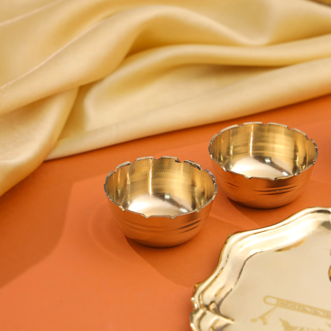 Brass Pooja Bhog Thali Set – Laddu Gopal & Matka Murli Design (8 Inch)