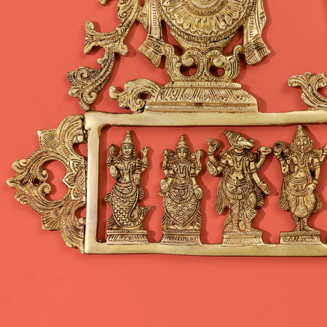 Brass Shankh Chakra Namah & Dashavatara Wall Hanging (14.7 Inch)