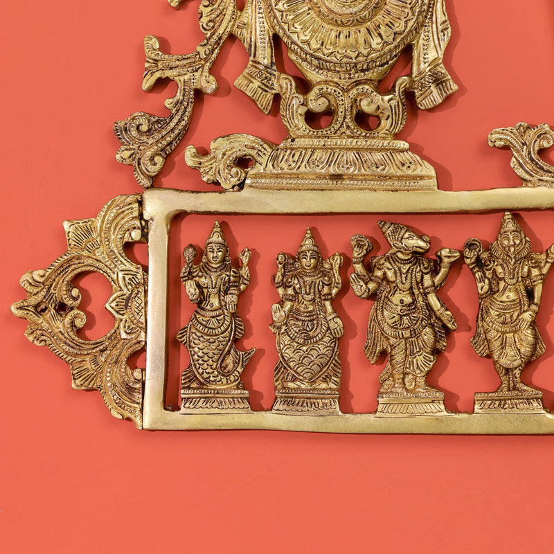 Brass Shankh Chakra Namah & Dashavatara Wall Hanging (14.7 Inch)