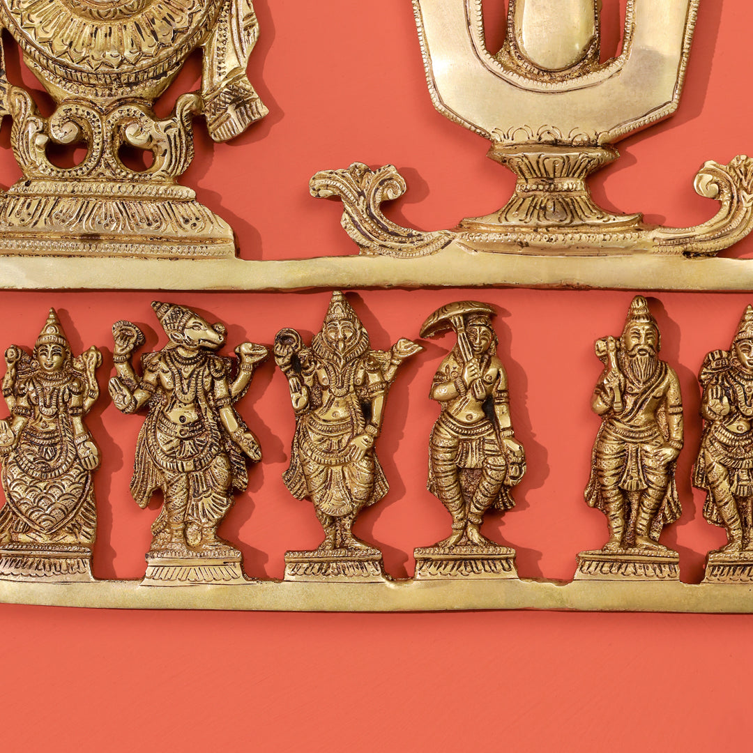 Brass Shankh Chakra Namah & Dashavatara Wall Hanging (14.7 Inch)