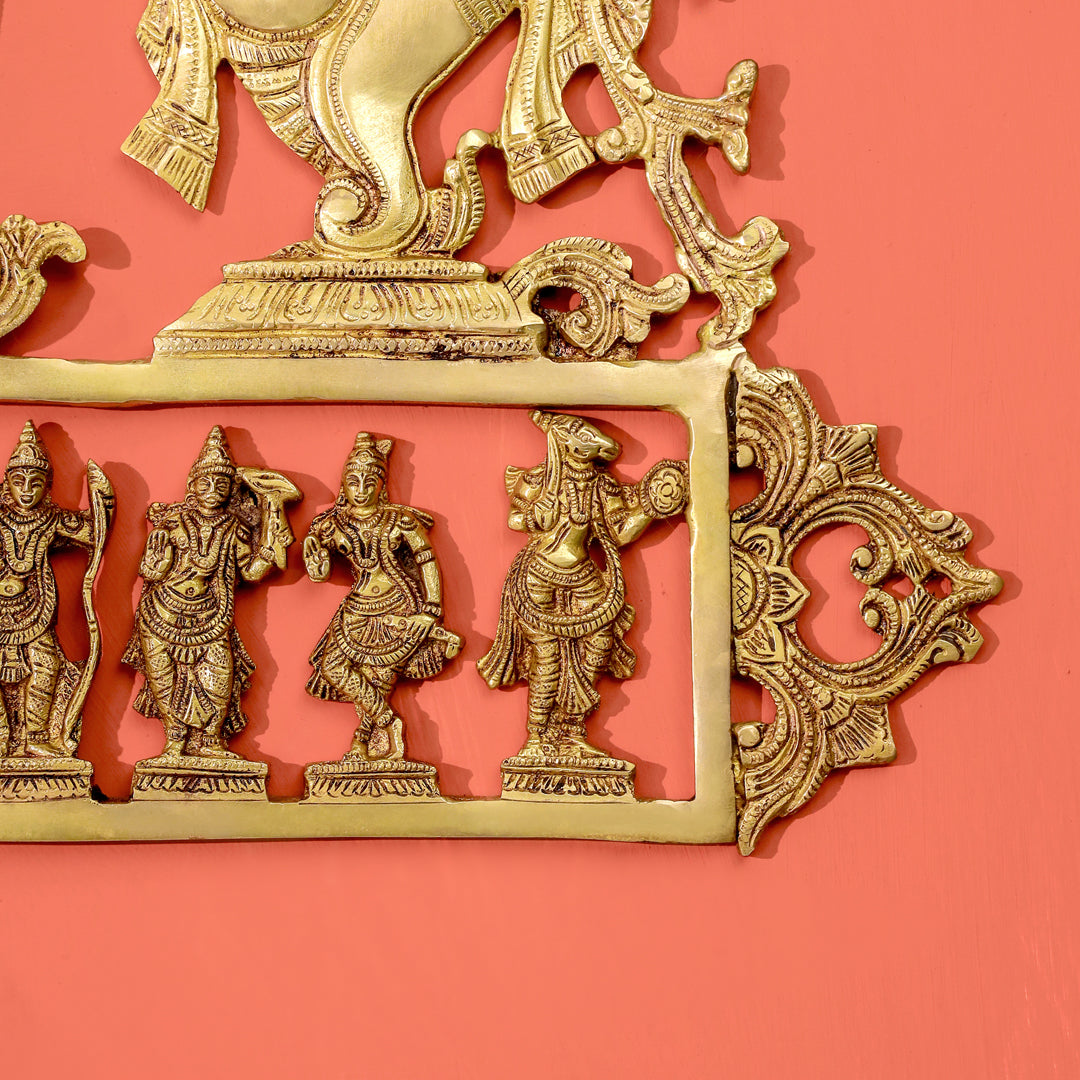 Brass Shankh Chakra Namah & Dashavatara Wall Hanging (14.7 Inch)