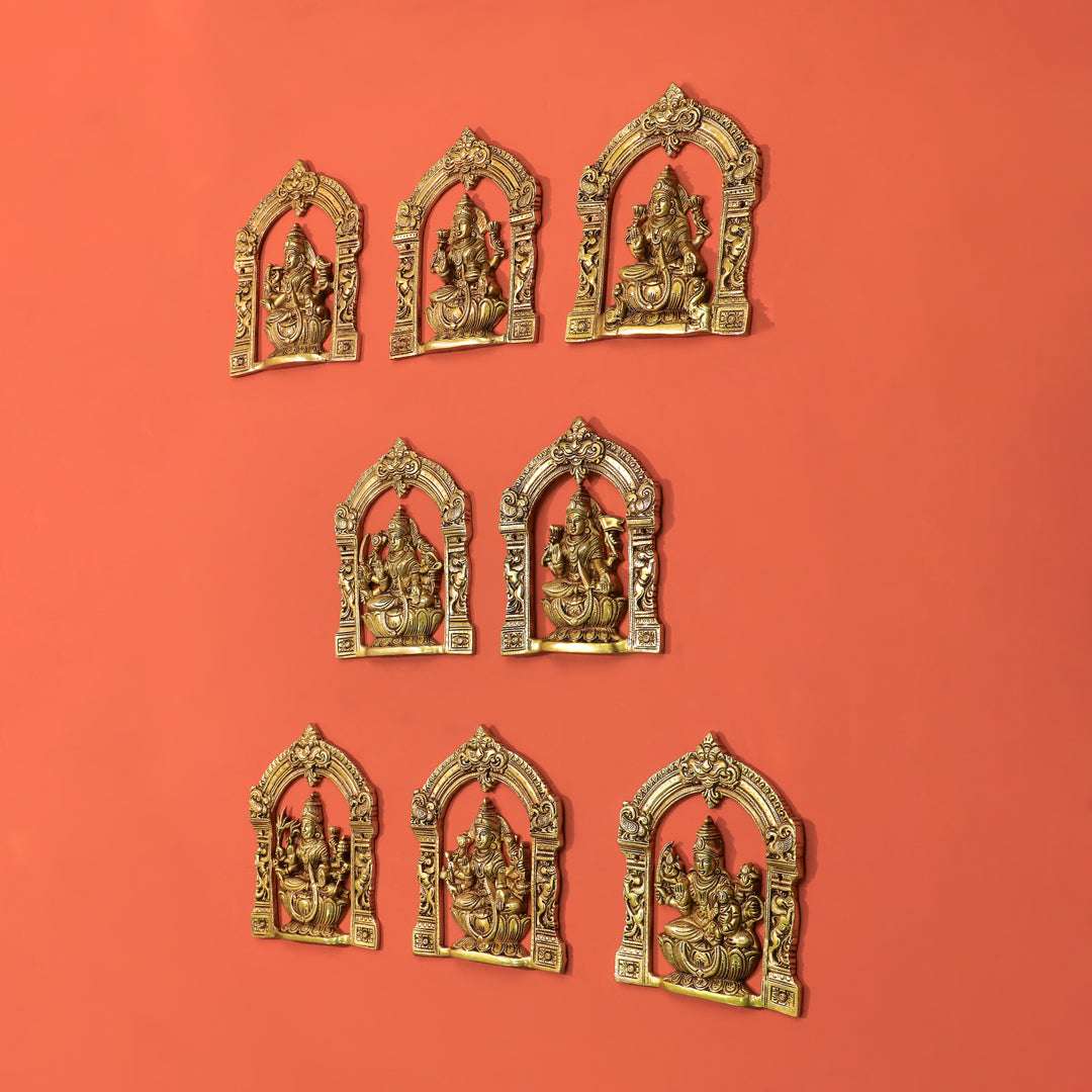 Brass Ashtalakshmi Wall Hanging Plates Set (5.5 Inch)