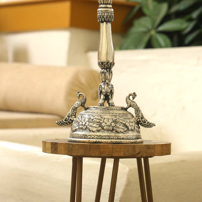 Silver plated Brass Peacock Long Lamp (17.5 INCH)