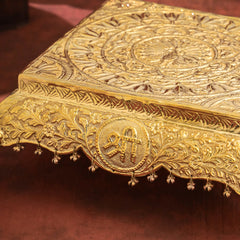 Brass Handcrafted Chowki with Elephant Leg (6.3 Inch)
