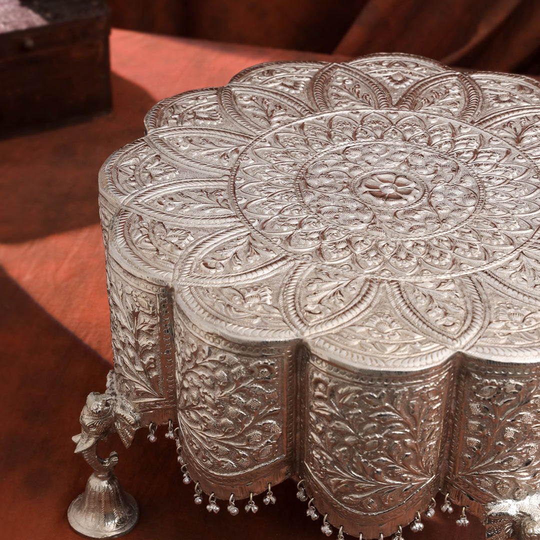 Brass Silver Handcrafted Chowki (10.3 Inch)