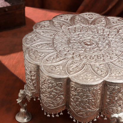 Brass Silver Handcrafted Chowki (10.3 Inch)