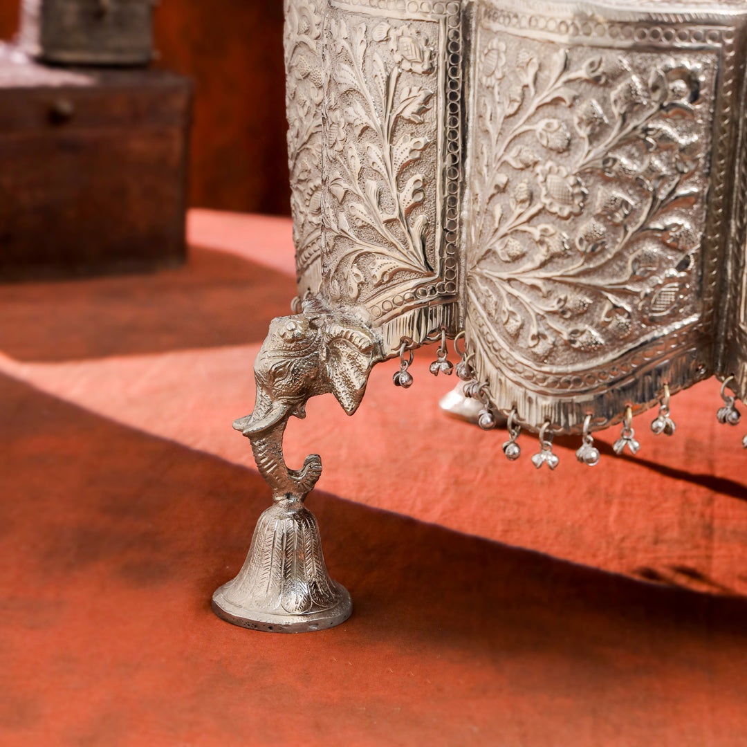 Brass Silver Handcrafted Chowki (10.3 Inch)