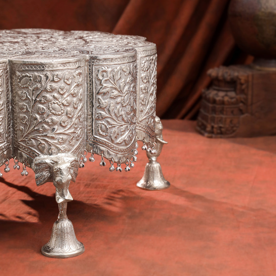 Brass Silver Handcrafted Chowki (10.3 Inch)