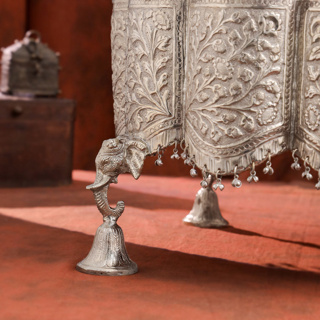 Brass Silver Handcrafted Chowki (10.3 Inch)