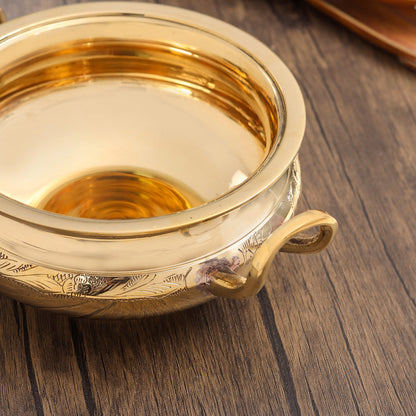 Brass Serving Pot With Lid And Handle (5.4 Inch)