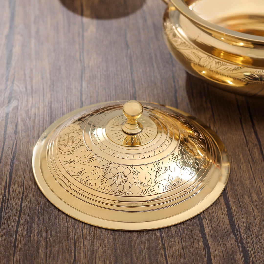 Brass Serving Pot With Lid And Handle (5.4 Inch)