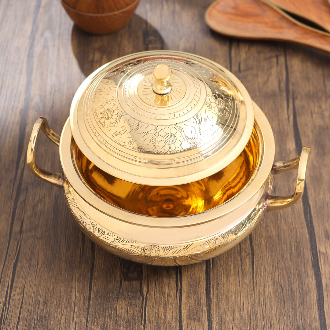 Brass Serving Pot With Lid And Handle (5.4 Inch)