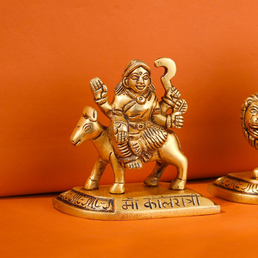 Brass Navdurga Idols Set (3.5 Inch)