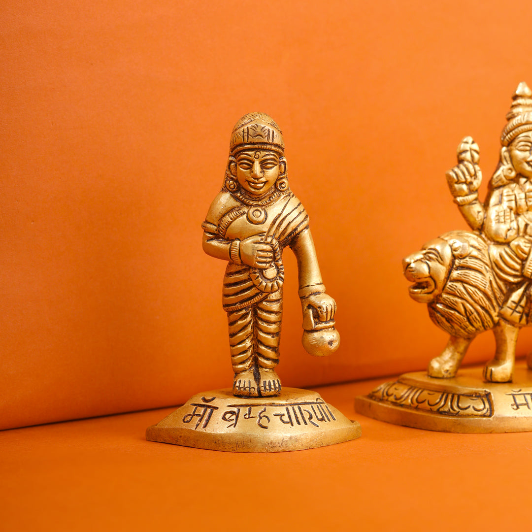 Brass Navdurga Idols Set (3.5 Inch)