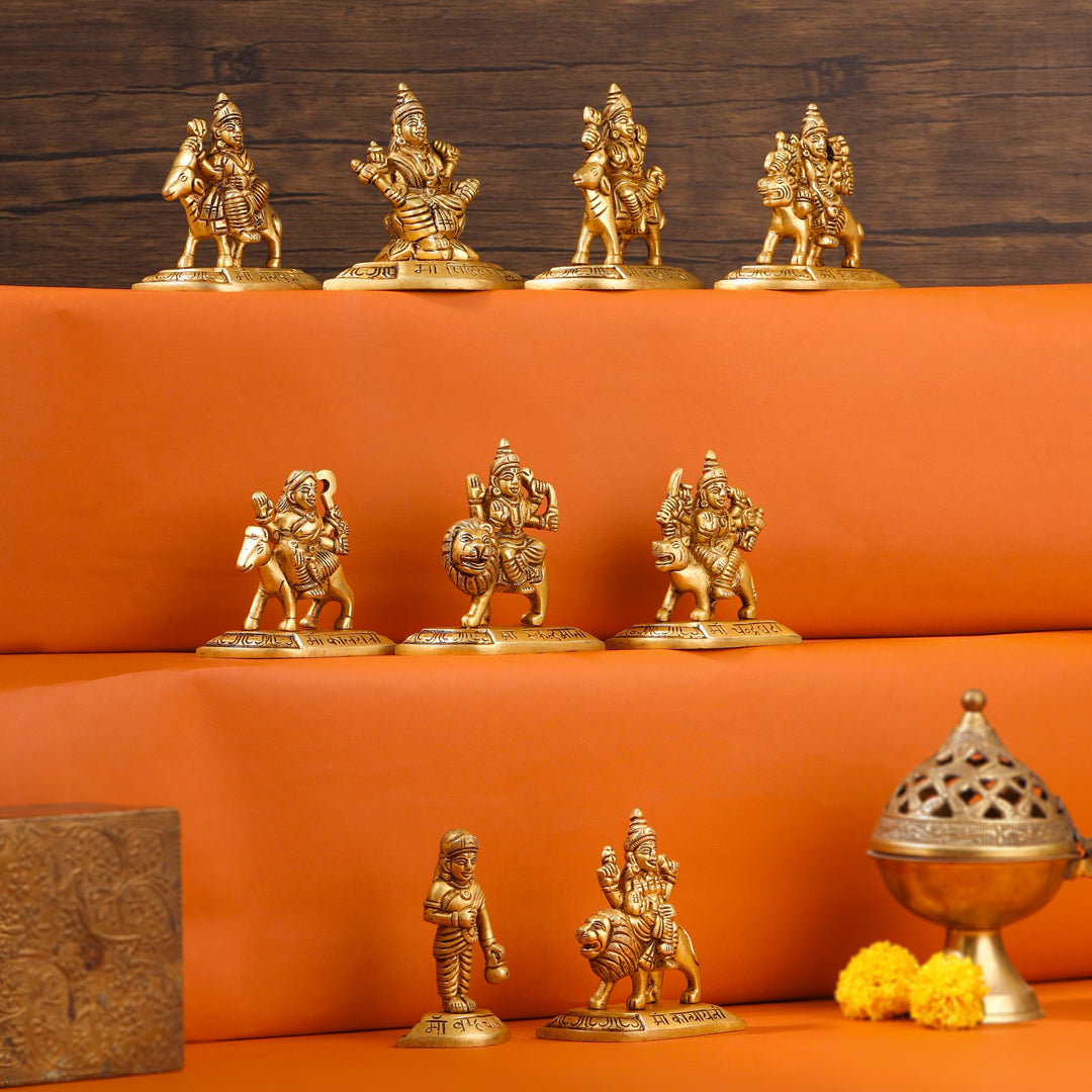 Brass Navdurga Idols Set (3.5 Inch)