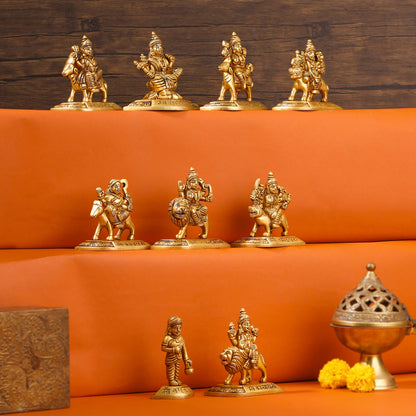 Brass Navdurga Idols Set (3.5 Inch)