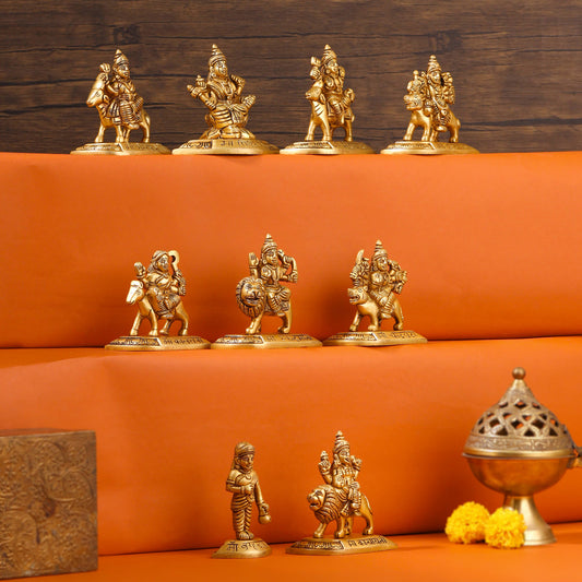 Brass Navdurga Idols Set (3.5 Inch)
