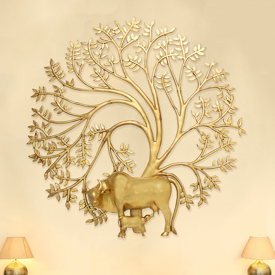 Brass Cow & Calf with Tree Wall Hanging – Velan Store