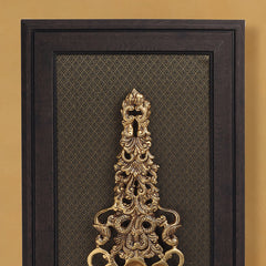 Brass Sheshnag Pooja Spoon With Wooden Frame (16.5 Inch)