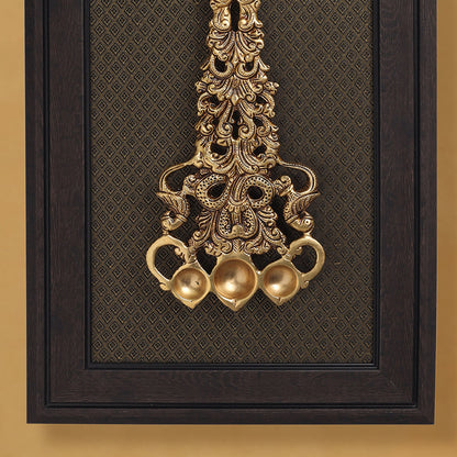 Brass Sheshnag Pooja Spoon With Wooden Frame (16.5 Inch)