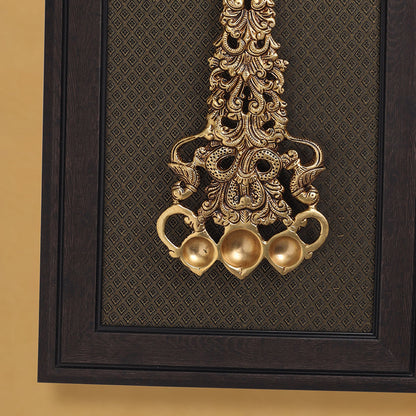 Brass Sheshnag Pooja Spoon With Wooden Frame (16.5 Inch)