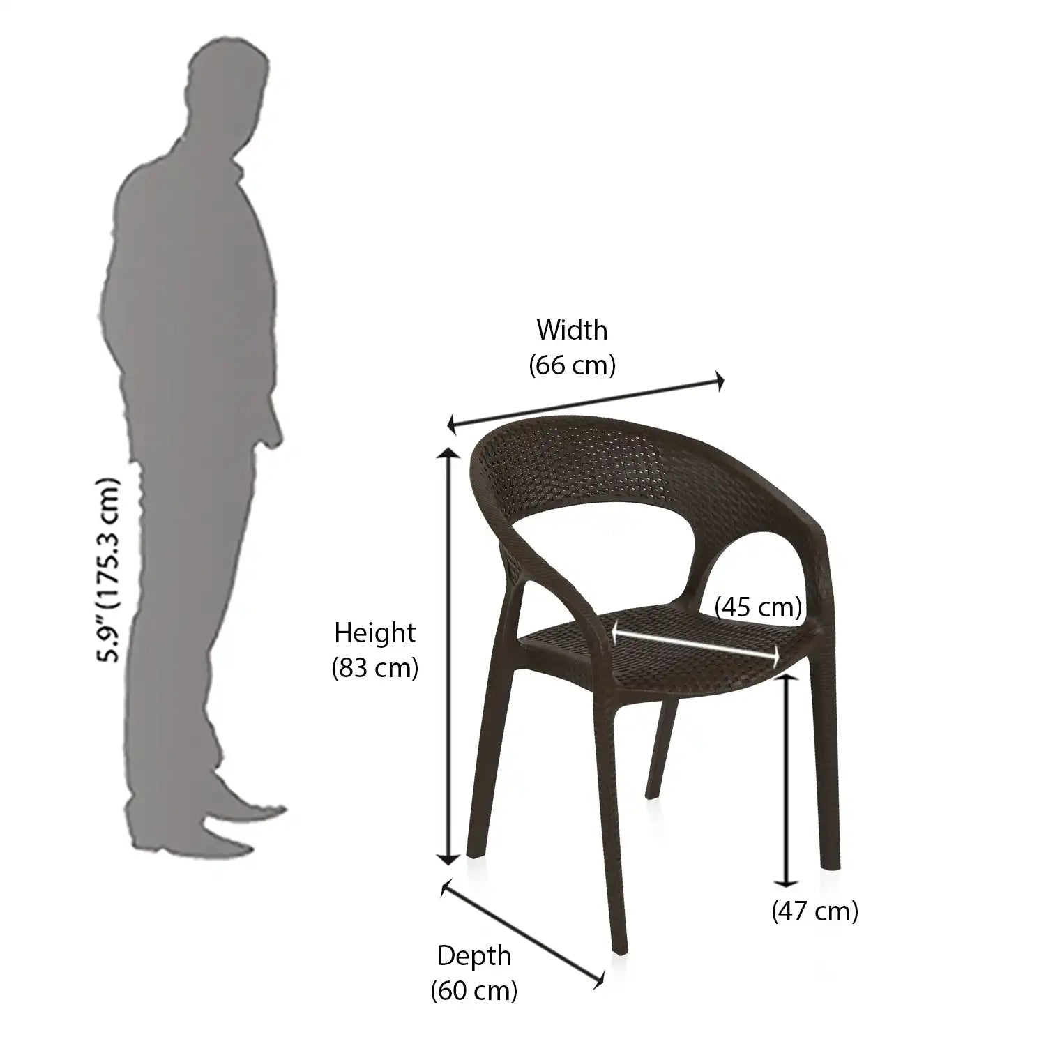 Nilkamal Club Plastic Arm Chair (Season Rust Brown)