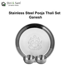 Stainless Steel Pooja Thali Set Ganesh