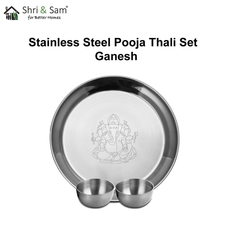 Stainless Steel Pooja Thali Set Ganesh