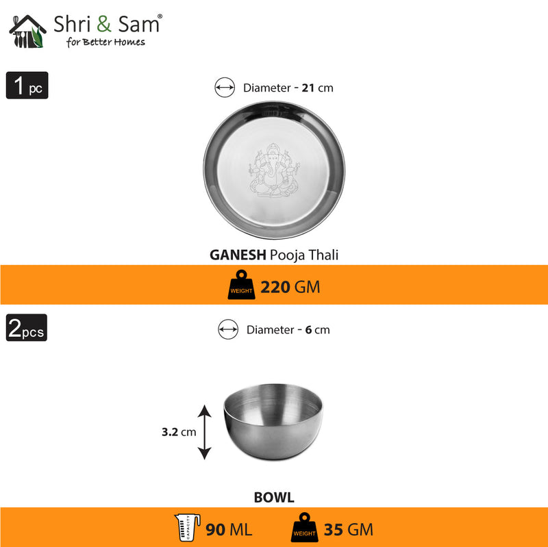 Stainless Steel Pooja Thali Set Ganesh