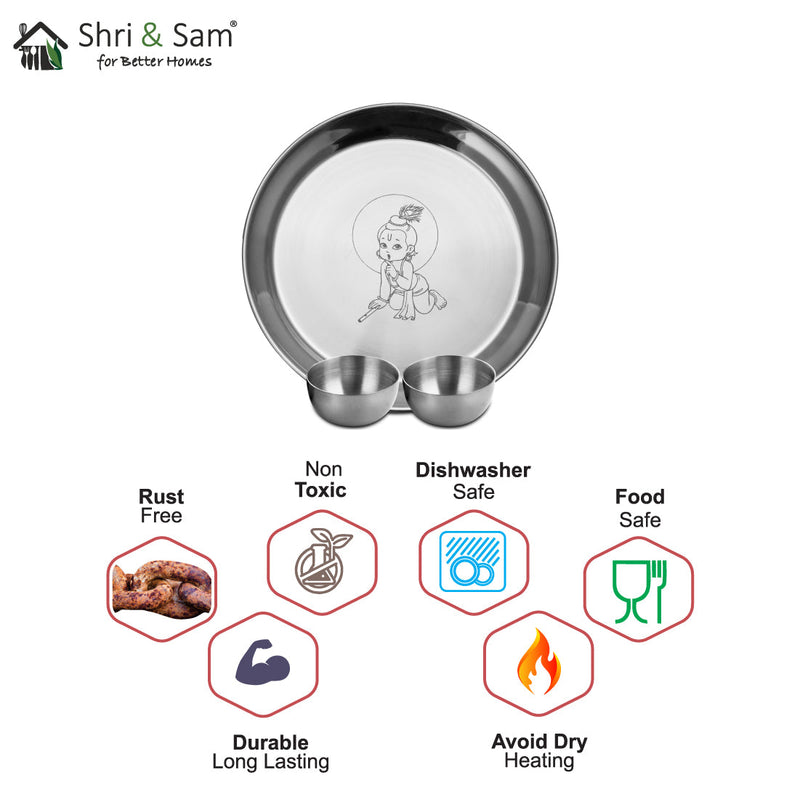 Stainless Steel Pooja Thali Set Kanha