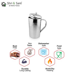 Stainless Steel 1700 ML Hammered Jug Impression