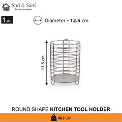Stainless Steel Round Shape Kitchen Tool Holder